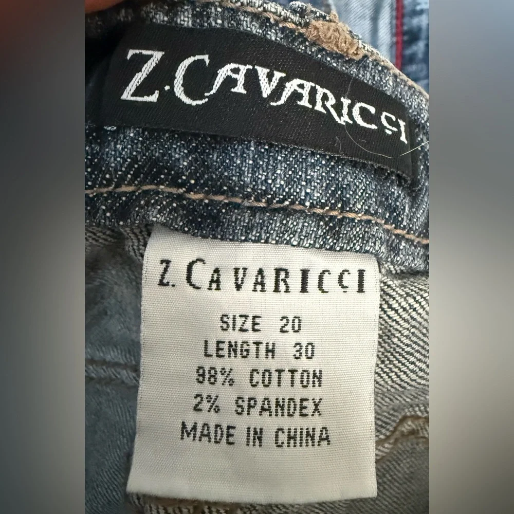 Vintage 90's Z.Cavaricci Women's Plus Low Rise Flare Med Wash Blue Jeans 20